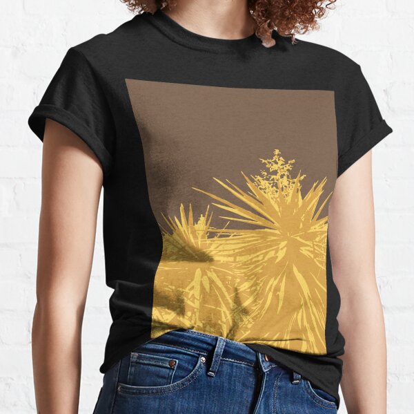 Mustard yucca leaves on toffee background Classic T-Shirt