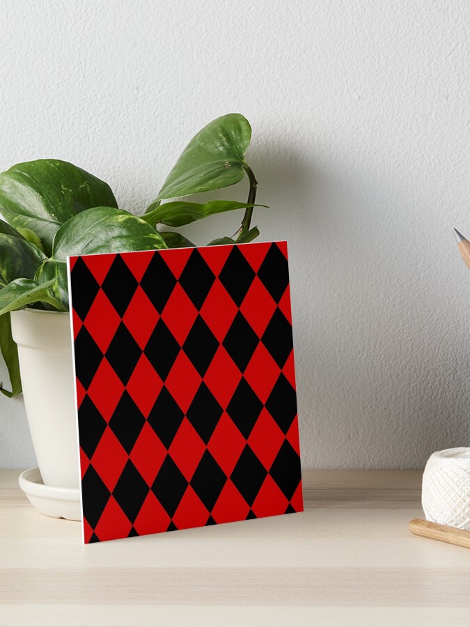 Harlequin Diamond Pattern Red Black Art Board Print By Thedandytiger Redbubble
