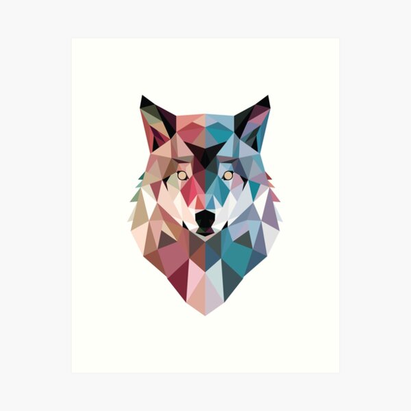 geometric wolf painting