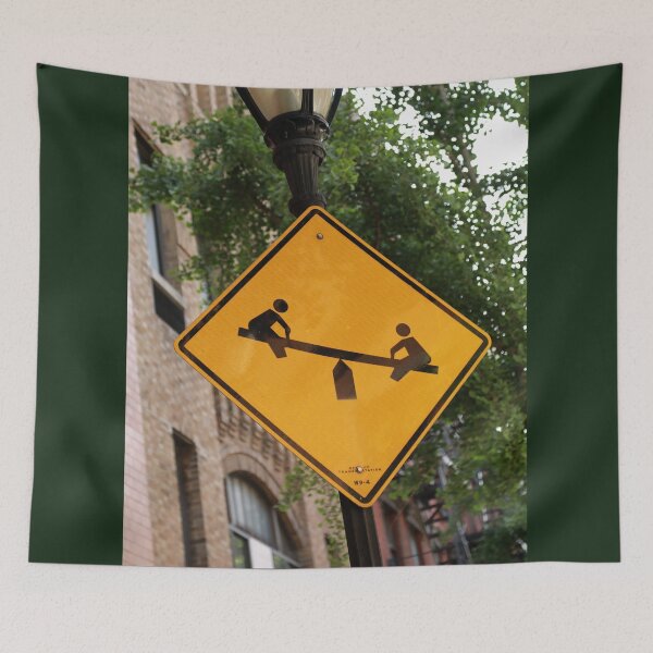 Item preview, Kids at play.  See saw.  Teeter totter. Street sign. designed and sold by picturedlcphoto.