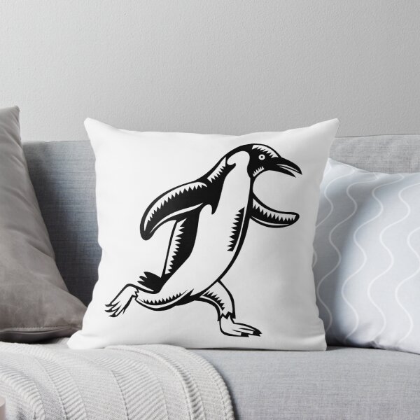 Item preview, Gentoo Penguin Running Woodcut designed and sold by patrimonio.