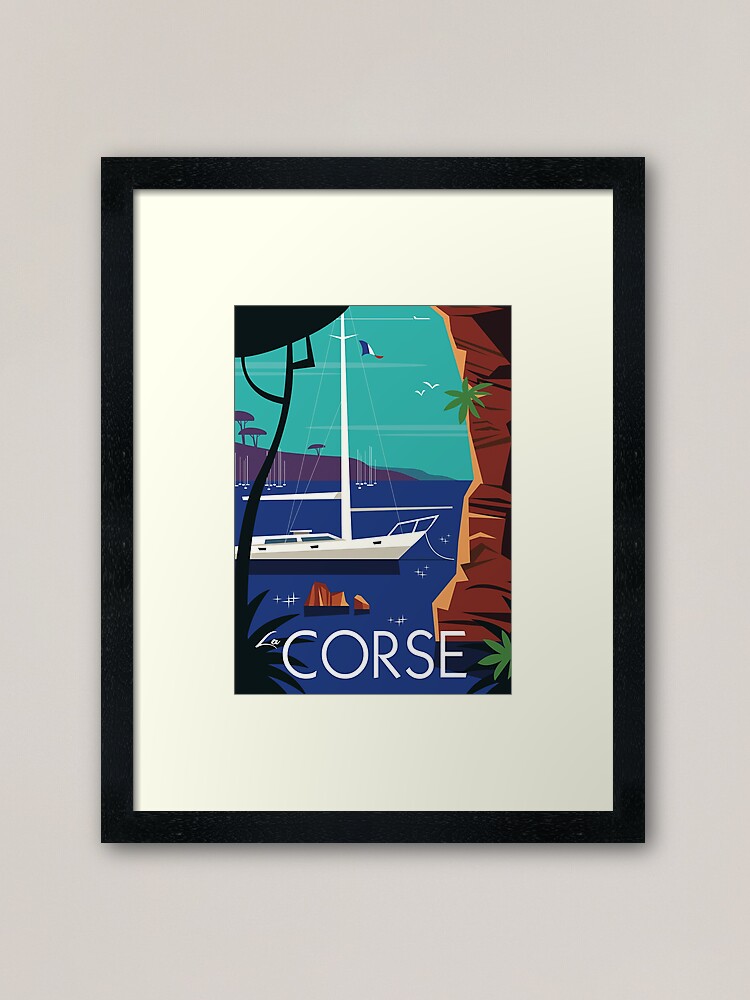 Thumbnail 1 of 7, Framed Art Print, La Corse poster designed and sold by GAGodel.