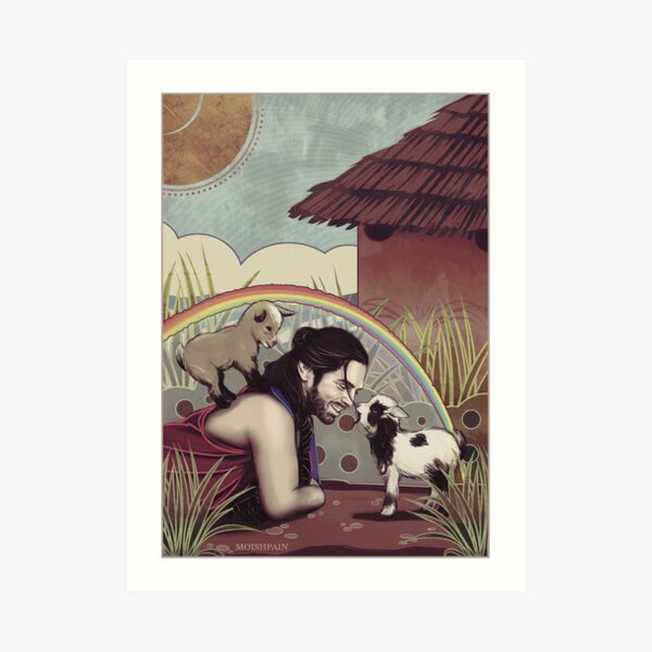 Happiness and baby goats Art Print