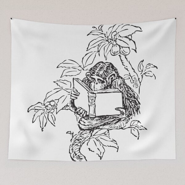 Item preview, MONKEY READING Vintage Art designed and sold by Bruce ALMIGHTY Baker.