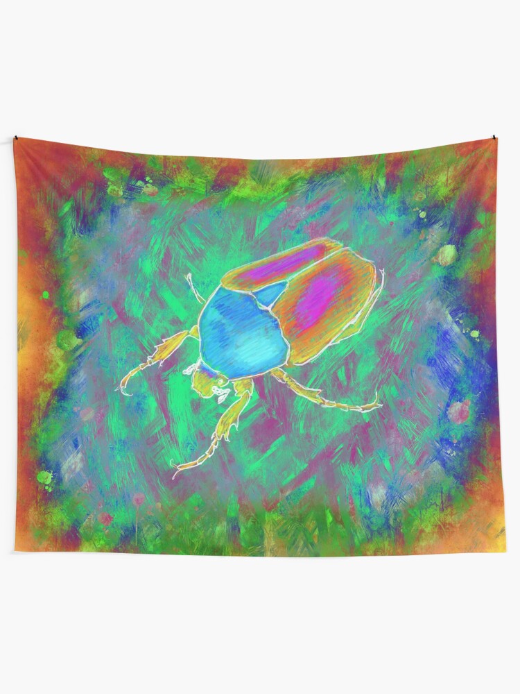 Alternate view of Protaetia cuprea ignicollis (Flower Beetle) - Psychedelic version Tapestry