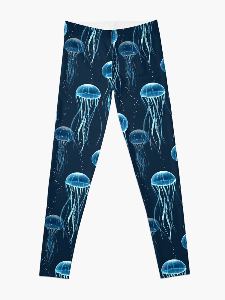 Thumbnail 3 of 5, Leggings, Glowing jellyfish designed and sold by Gribanessa.