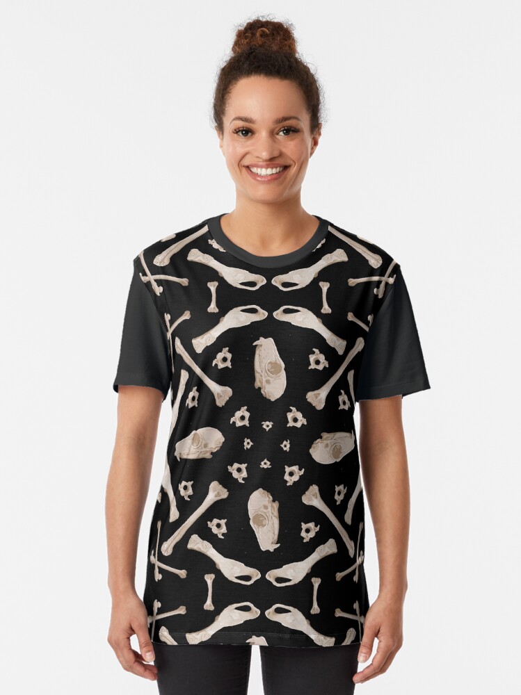 Alternate view of Ruffed Lemur bones Graphic T-Shirt