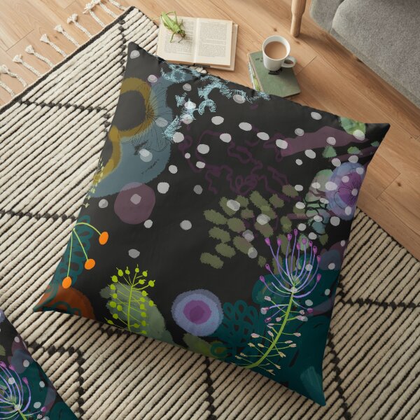 Motif Ombres fleurs et neige Coussin de sol