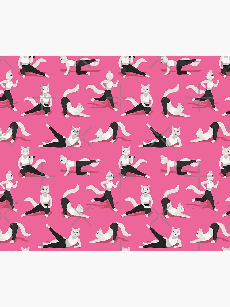 Fitness Cats on pink by nadyanadya