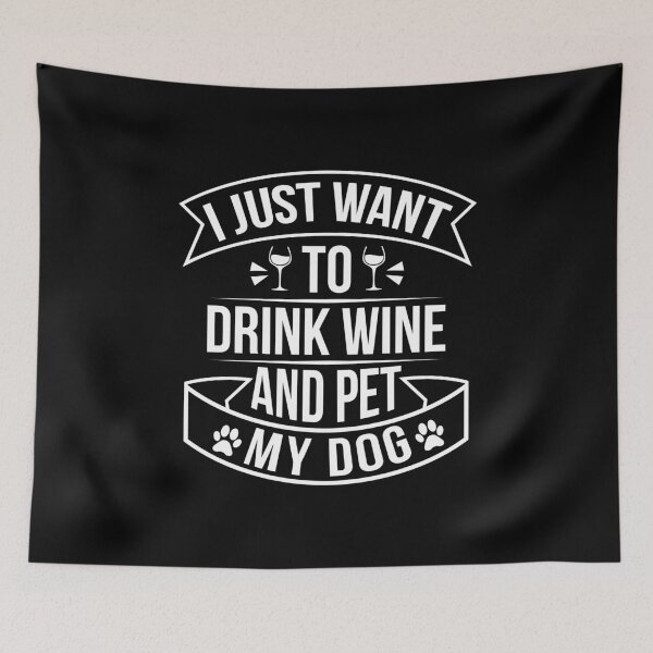 Artikelvorschau, Dog Shirt I Just Want To Drink Wine And Pet My Dog Gift Tee entworfen und verkauft von haselshirt.