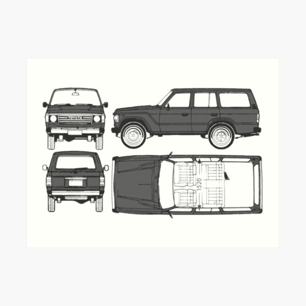 FJ60 Land Cruiser Blueprint Art Print
