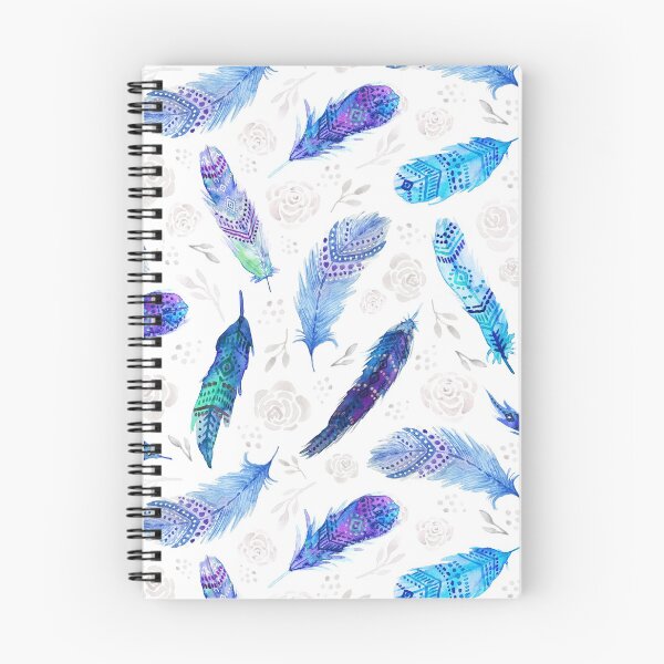 Item preview, Blue Watercolor Floral Feathers designed and sold by oppositedge.