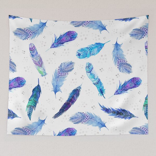 Item preview, Blue Watercolor Feathers designed and sold by oppositedge.