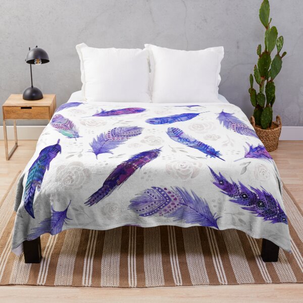 Item preview, Purple Watercolor Floral Feathers designed and sold by oppositedge.