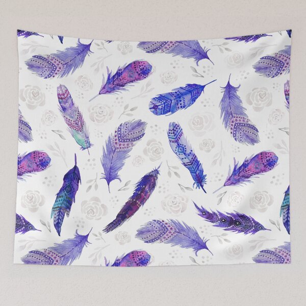 Item preview, Purple Watercolor Floral Feathers designed and sold by oppositedge.