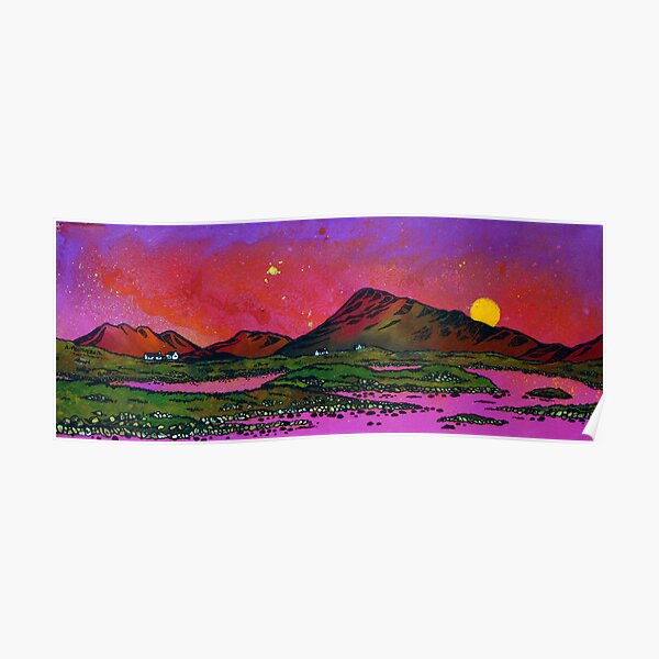 North Uist Pink Sunset, Scottish Western Isles. Poster