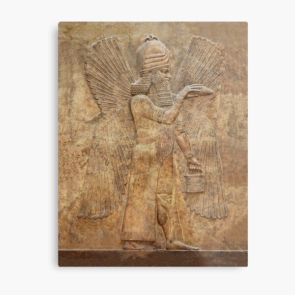 Assyrian Winged Genie/Apkallu (Palace of King Sargon II) Babylon/Sumerian/Anunnaki Metal Print