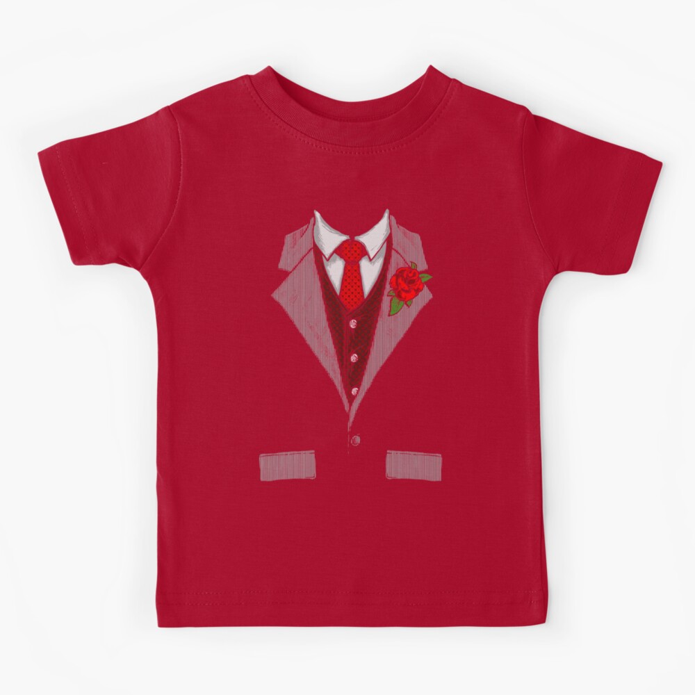 Funny tuxedo costume with rose and red tie Halloween Gift | Kids T-Shirt