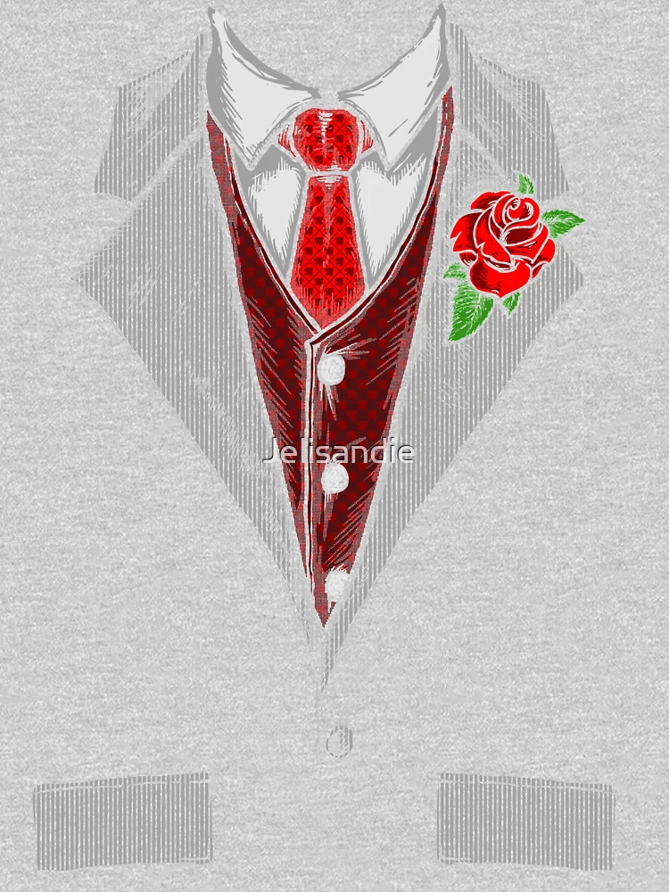 Funny tuxedo costume with rose and red tie Halloween Gift Essential T-Shirt  by Jelisandie