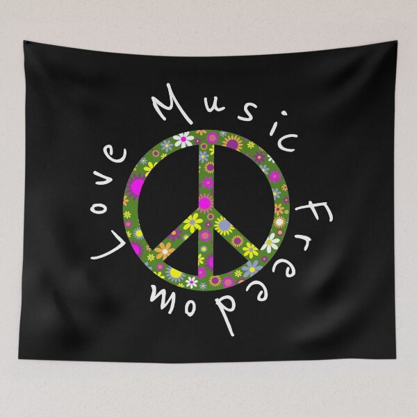 Item preview, Love Music Freedom, Floral Peace Sign designed and sold by alyedel.