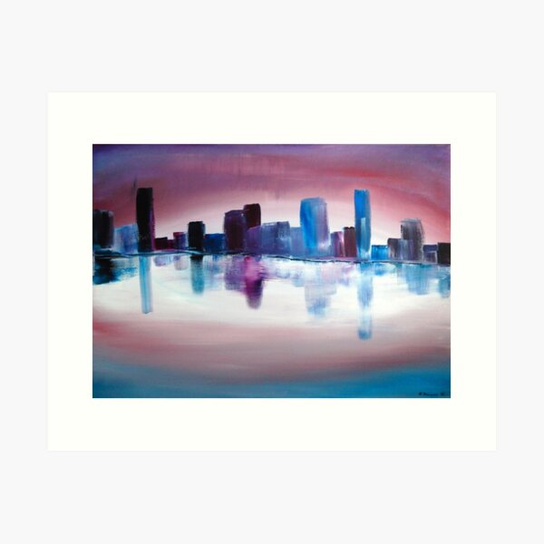 Abstract Brisbane Skyline Sunrise Art Print