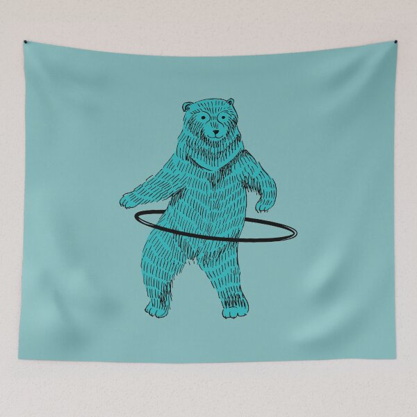Item preview, Hula Hooping Hoop Dancing Blue Hipster Bear designed and sold by Maria Garcia.