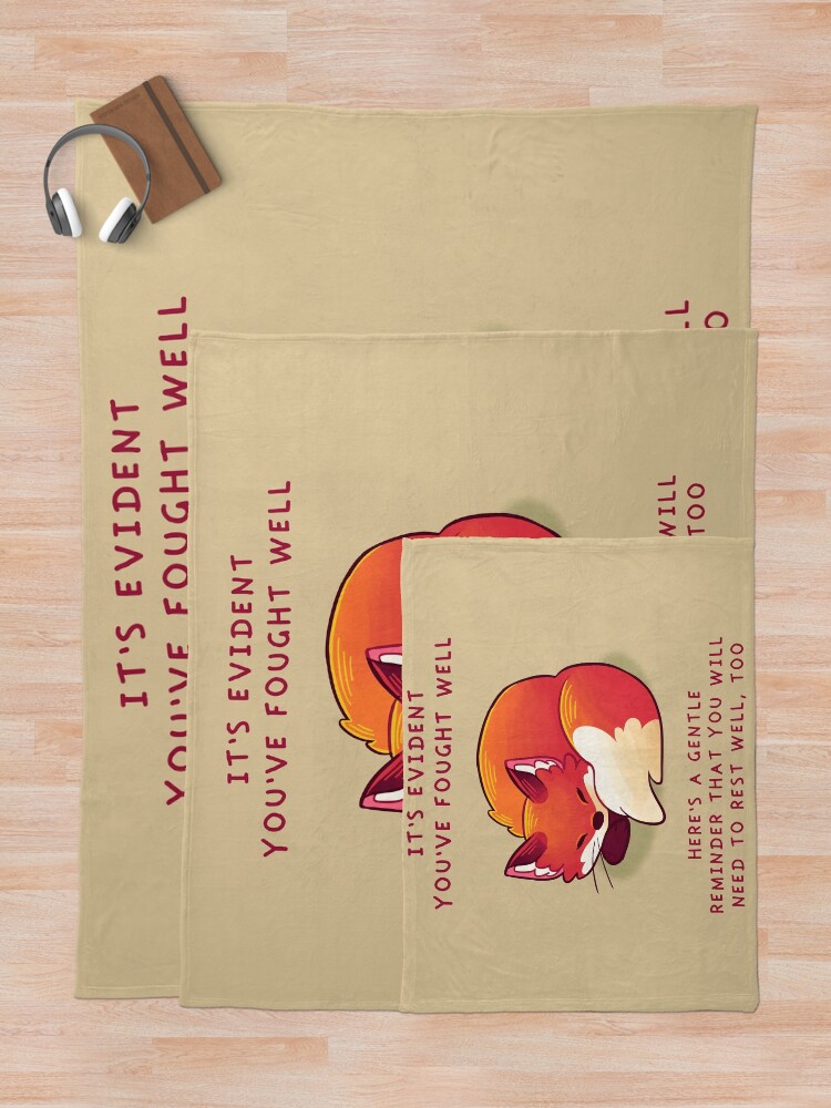 Alternate view of "It's Evident You've Fought Well" Sleepy Fox Throw Blanket