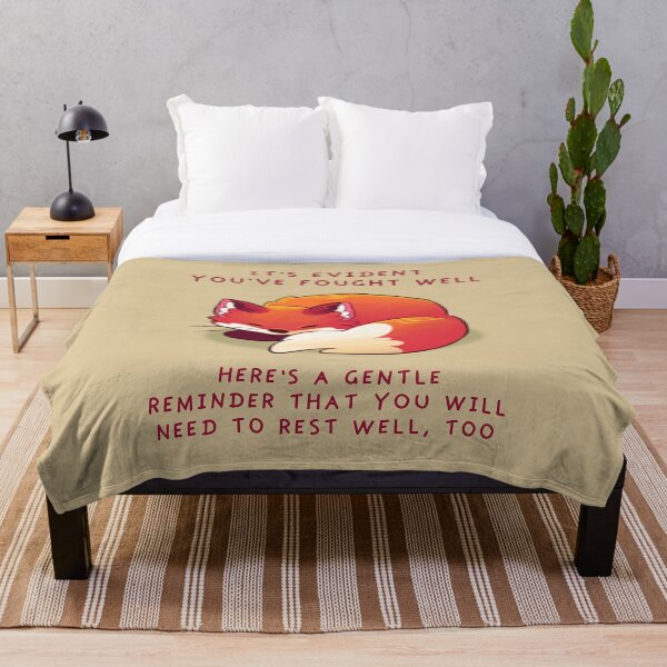 "It's Evident You've Fought Well" Sleepy Fox Throw Blanket