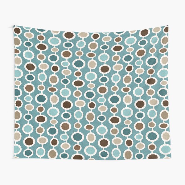Mid Century Modern Geometric Circle Atomic Art Print 1 - Blue Brown Tapestry