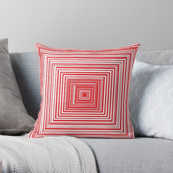 Grid of nested red squares Throw Pillow