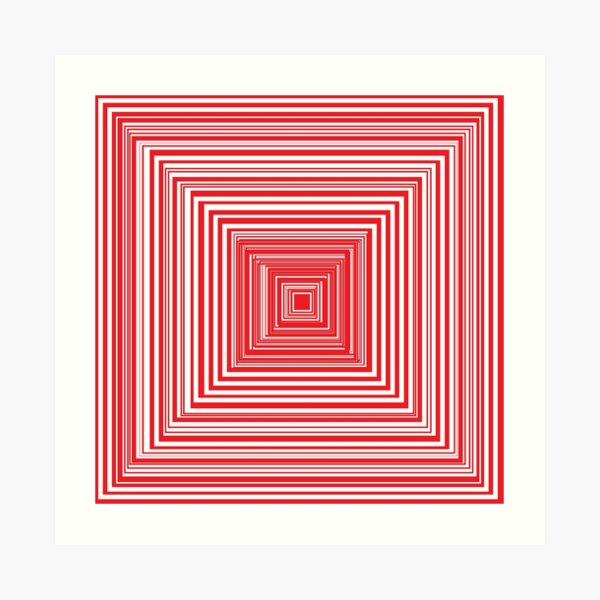 Grid of nested red squares Art Print