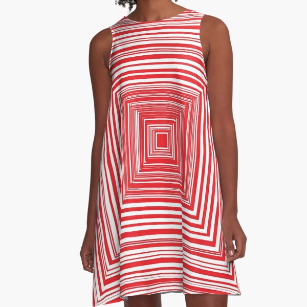 Grid of nested red squares A-Line Dress
