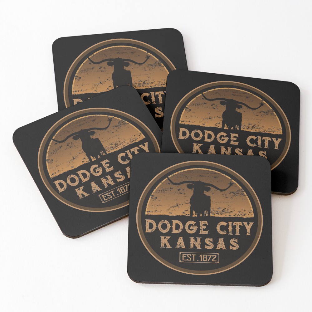 Dodge City Kansas American Wild West Coasters (Set of 4)