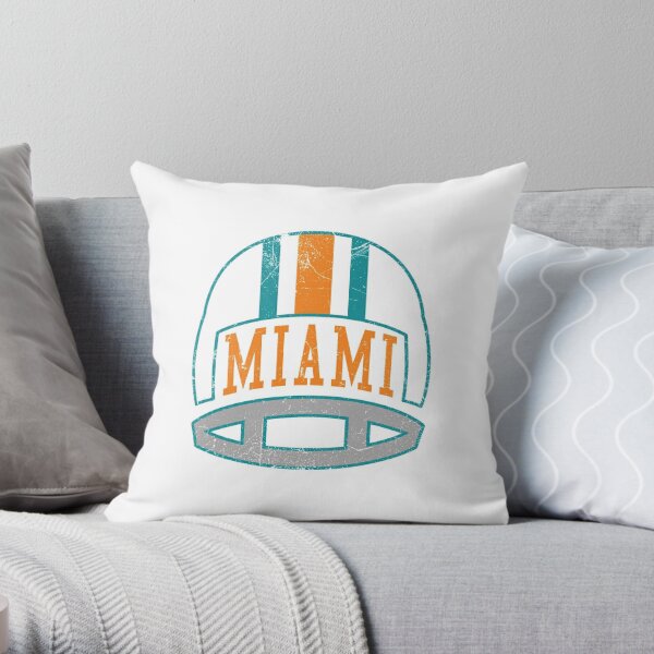 Miami Dolphins Helmet Watercolor Art Throw Pillow