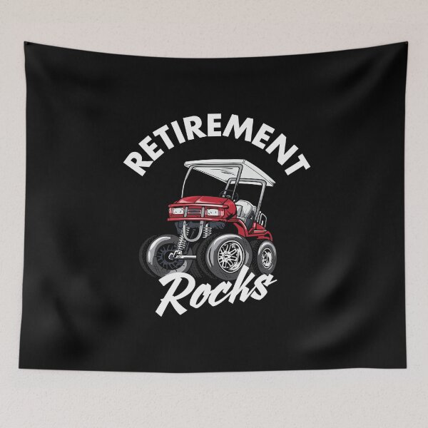 Item preview, Retirement Rocks Funny Golf Cart designed and sold by TheTeeSupplyCo.