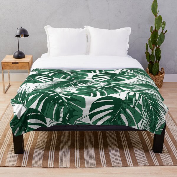 Tropical Leaves Throw Blanket