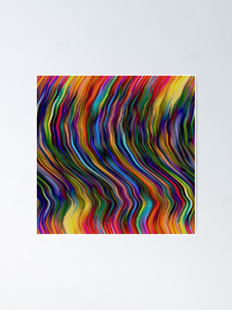 Aperçu 1 sur 3. Poster avec l'œuvre Ligne courbe multicolore créée et vendue par RuthPalmer.