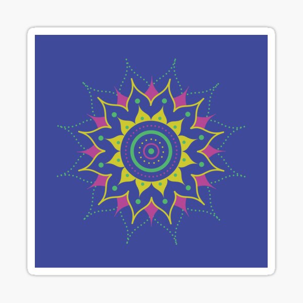 Mandala #1 - Blue Pink Yellow Sticker