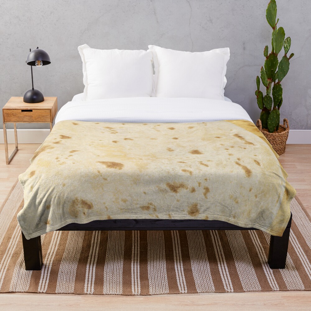 Flour Tortilla Burrito Taco Pattern Throw Blanket