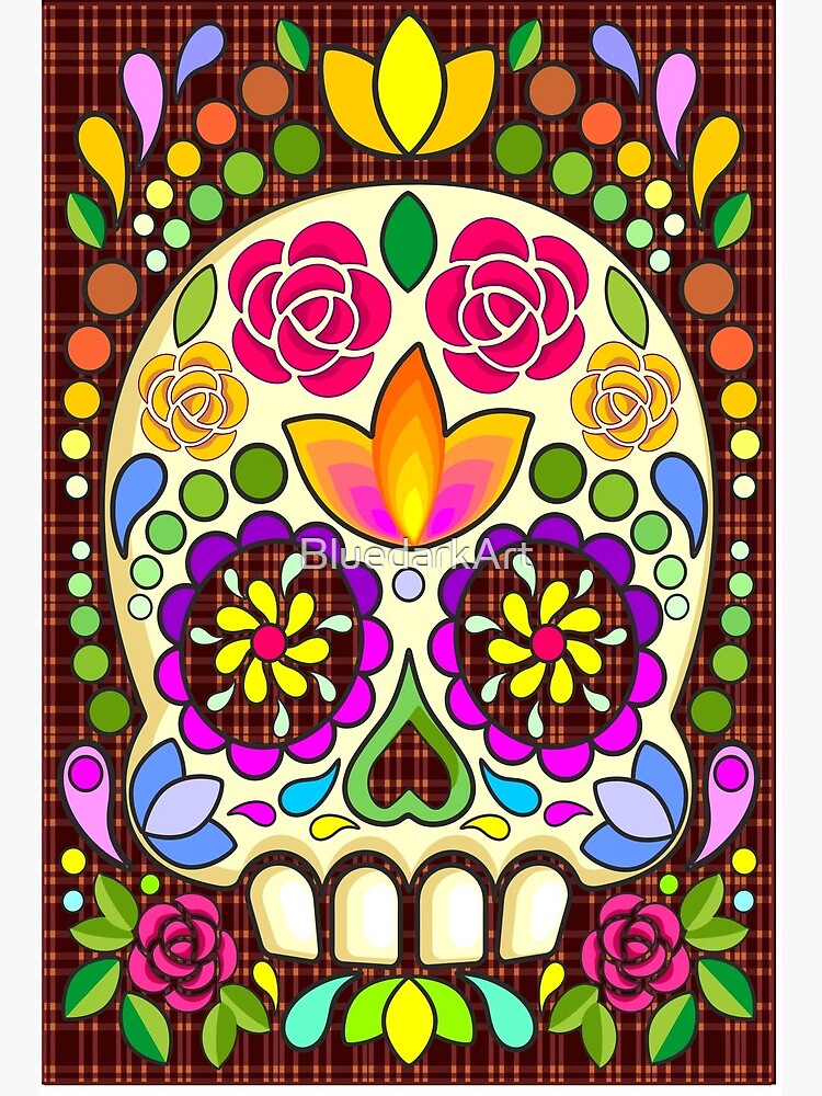 Calavera- Floral Sugar Skull Art Board Print for Sale by