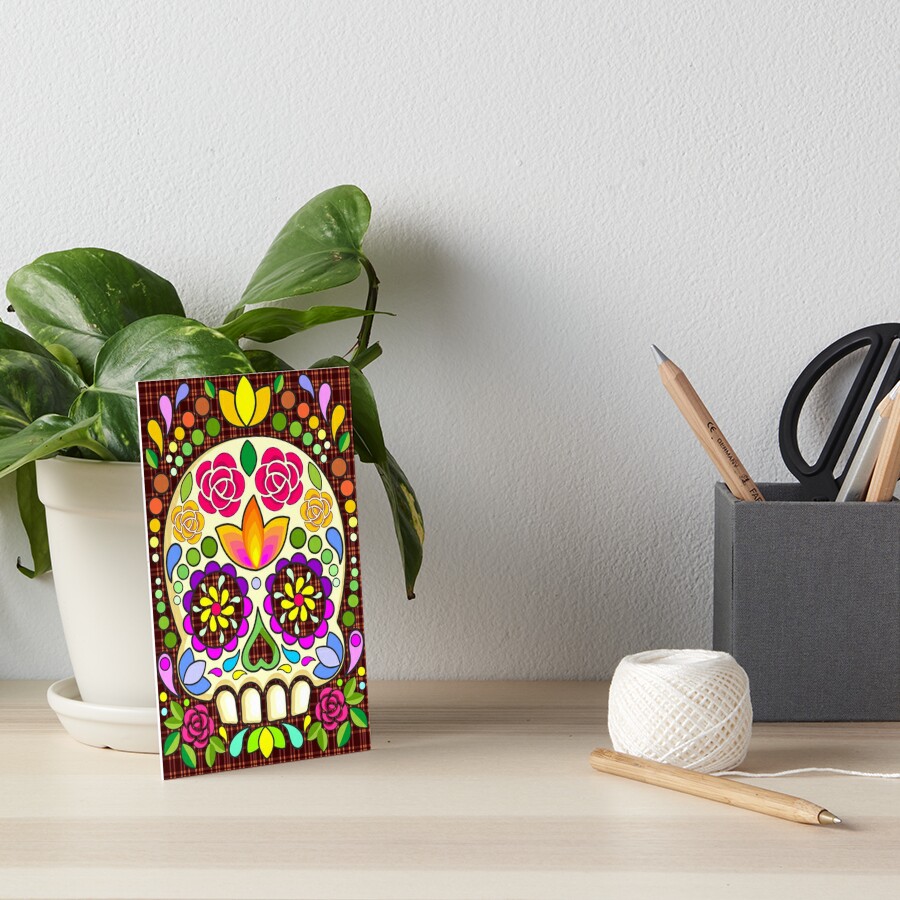 Calavera- Floral Sugar Skull Art Board Print for Sale by