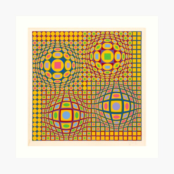 Op Art. Victor #Vasarely, was a Hungarian-French #artist, who is widely accepted as a #grandfather and leader of the #OpArt movement Art Print