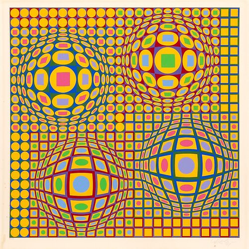 	Op Art. Victor #Vasarely, was a Hungarian-French #artist, who is widely accepted as a #grandfather and leader of the #OpArt movementShop all products	