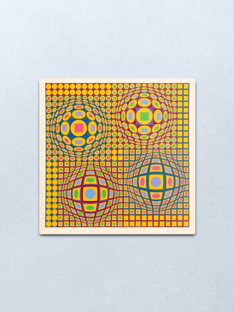 Alternate view of Op Art. Victor #Vasarely, was a Hungarian-French #artist, who is widely accepted as a #grandfather and leader of the #OpArt movement Metal Print