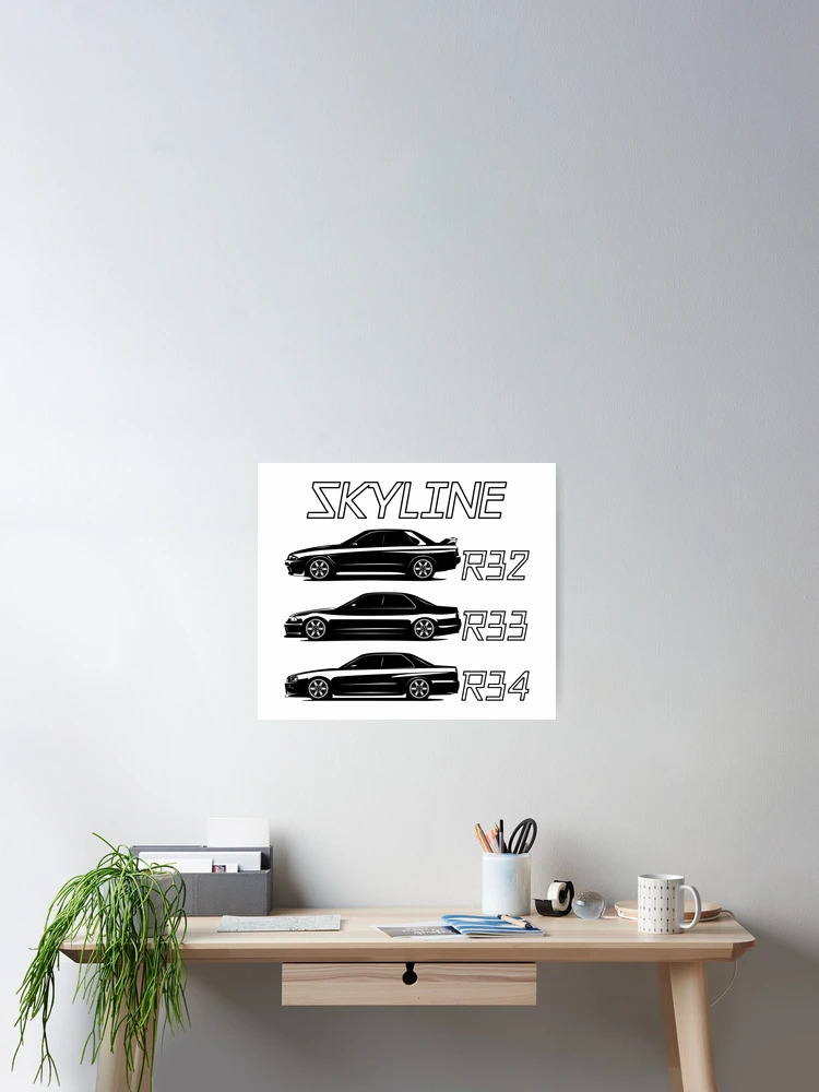 Thumbnail 2 of 3, Poster, Skyline R32 R33 R34 Sedans designed and sold by ILLUSTRIOUSEUROS.