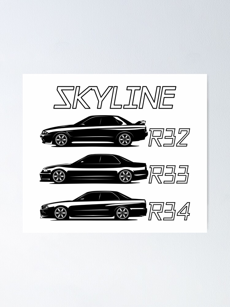 Skyline R32 R33 R34 Sedans Poster By L13psna Redbubble