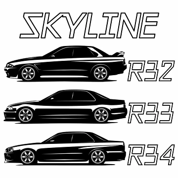 Artwork thumbnail, Skyline R32 R33 R34 Sedans by ILLUSTRIOUSEUROS