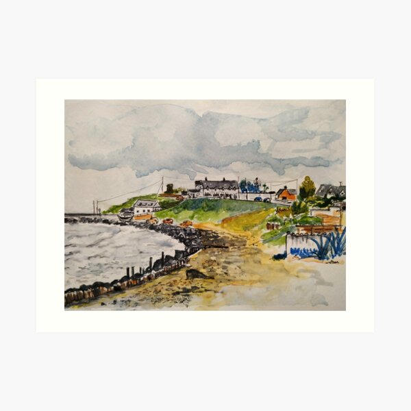 The beach and Strand Bar at Cahore, County Wexford, Ireland Art Print