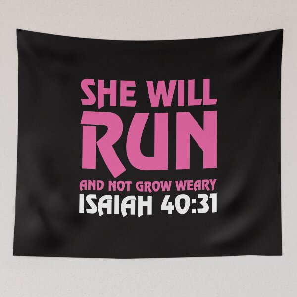 Item preview, She Will Run And Not Grow Weary Isaiah 40:31 Running T Shirt designed and sold by shoutoutshirtco.