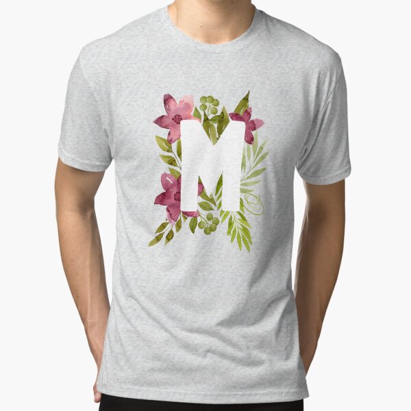 Letter P Watercolor of Floral Monogram' Men's Vintage T-Shirt